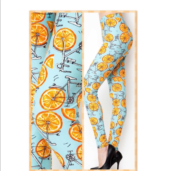 🍊 Buttery Soft Oranges & Bicycles Leggings - Picture 2 of 4